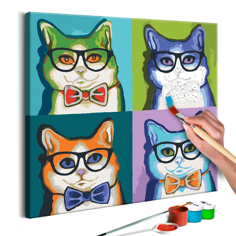 Glezna izkrāso pēc cipariem - Cats With Glasses 40x40 cm Artgeist