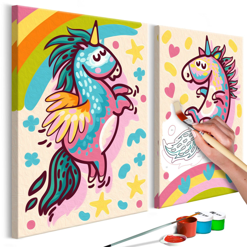 Glezna izkrāso pēc cipariem - Chubby Unicorns 33x23 cm Artgeist