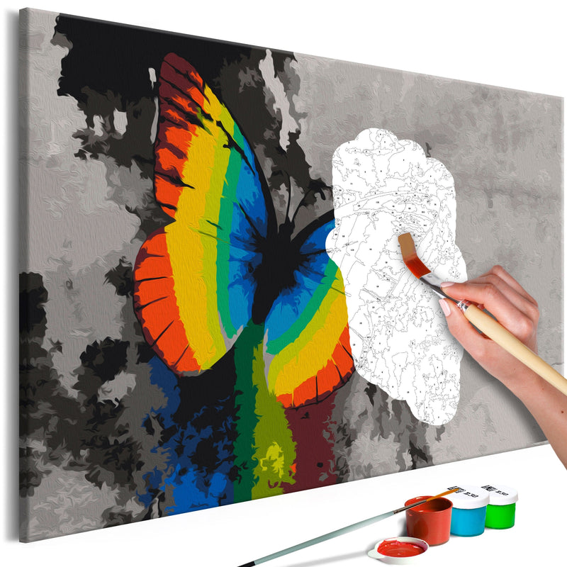 Glezna izkrāso pēc cipariem - Colourful Butterfly 60x40 cm Artgeist
