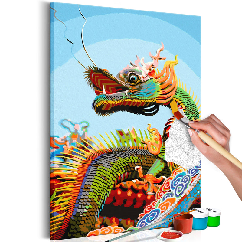 Glezna izkrāso pēc cipariem - Colourful Dragon 40x60 cm Artgeist