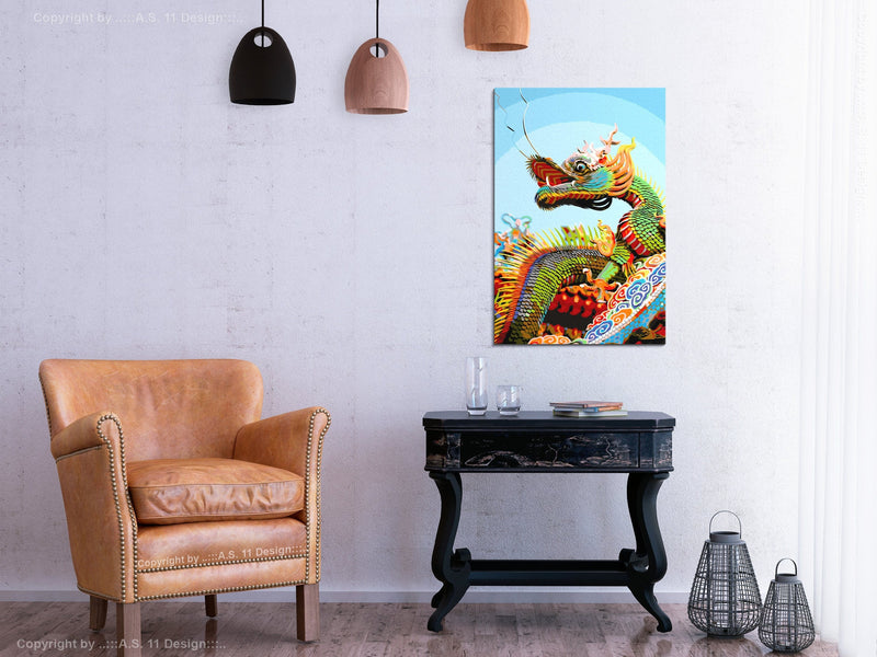 Glezna izkrāso pēc cipariem - Colourful Dragon 40x60 cm Artgeist