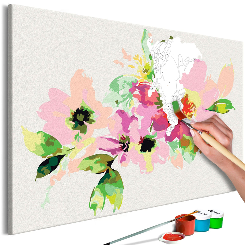 Glezna izkrāso pēc cipariem - Colourful Flowers 60x40 cm Artgeist