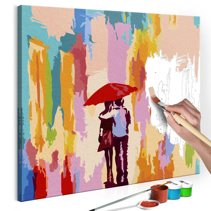 Glezna izkrāso pēc cipariem - Couple Under An Umbrella 45x45 cm Artgeist