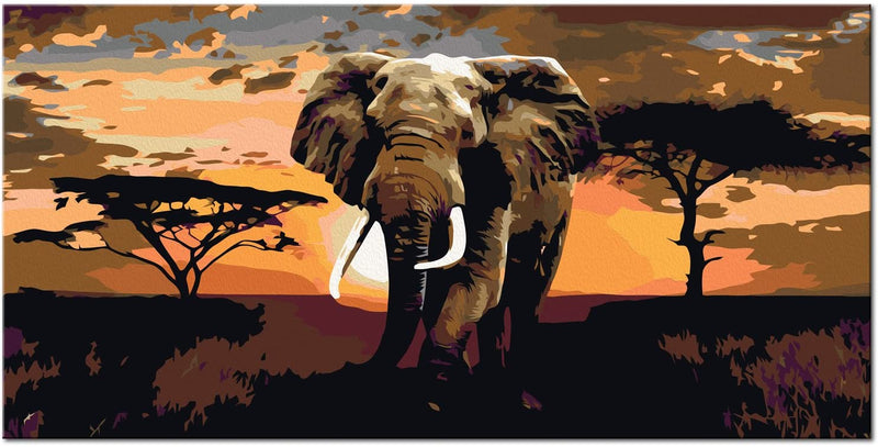 Glezna izkrāso pēc cipariem - Elephant in Africa 80x40 cm Artgeist