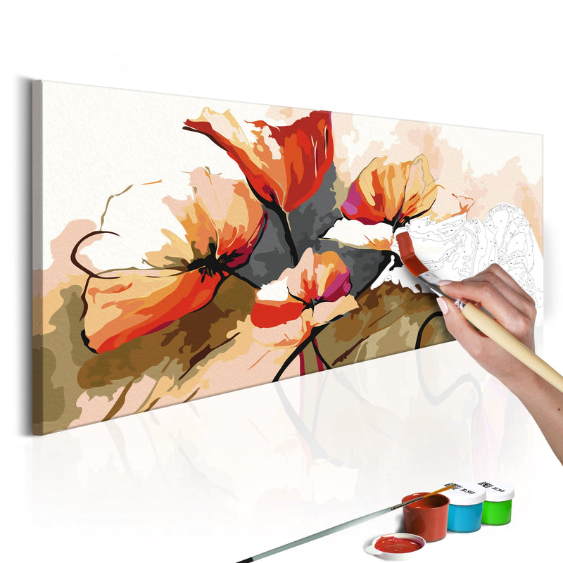 Glezna izkrāso pēc cipariem - Flowers - Delicate Poppies 100x40 cm Artgeist