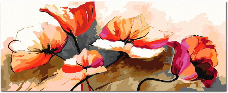 Glezna izkrāso pēc cipariem - Flowers - Delicate Poppies 100x40 cm Artgeist