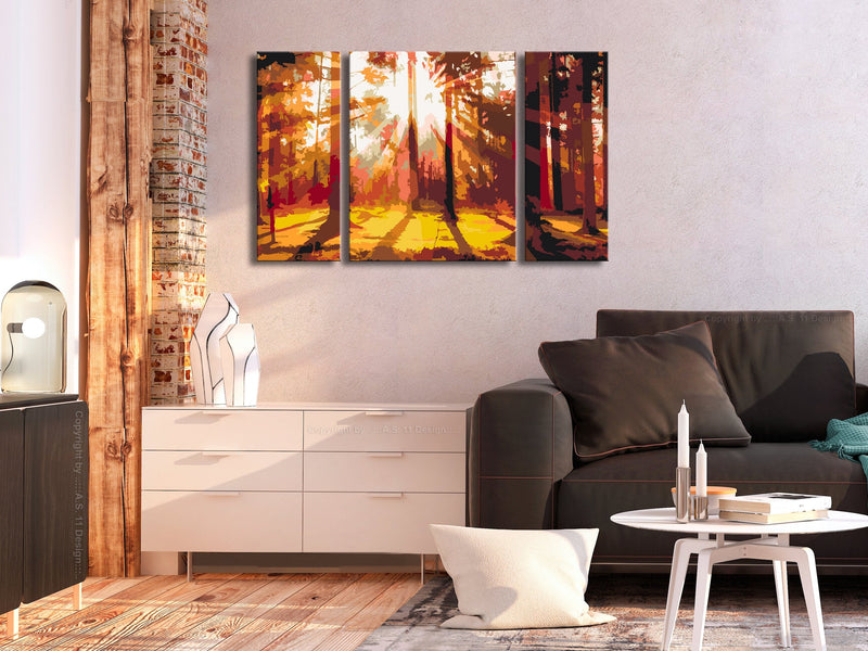Glezna izkrāso pēc cipariem - Forest (Autumn) 80x50 cm Artgeist