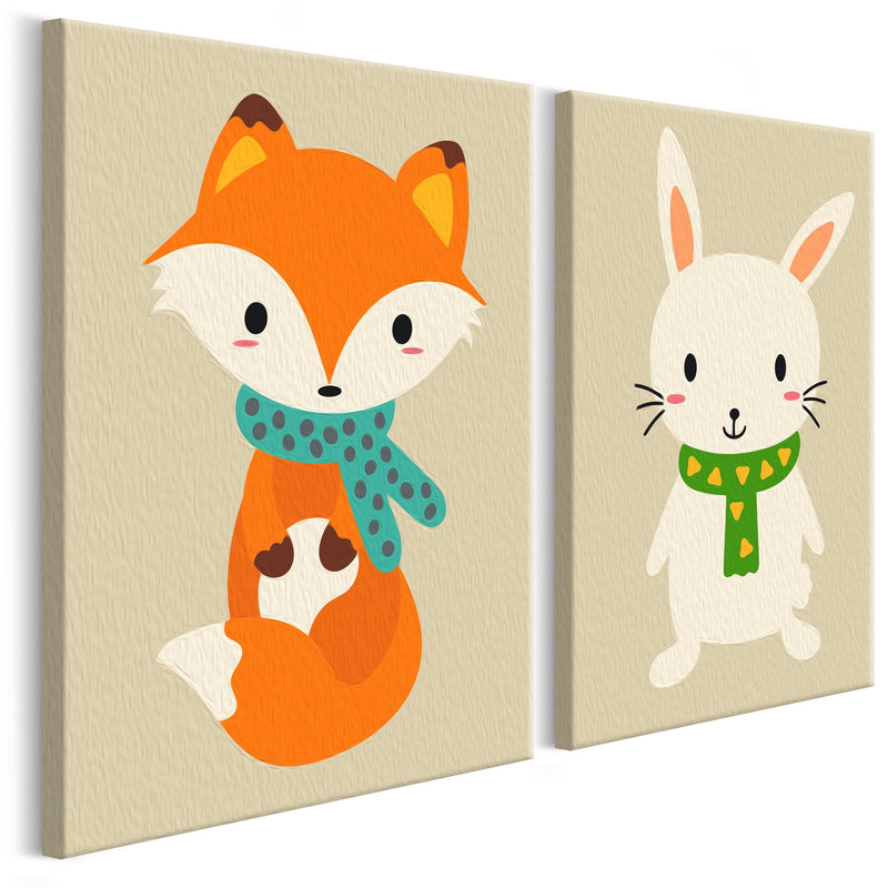 Glezna izkrāso pēc cipariem - Fox & Bunny 33x23 cm Artgeist