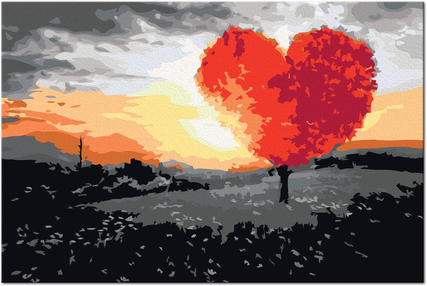 Glezna izkrāso pēc cipariem - Heart-Shaped Tree 60x40 cm Artgeist
