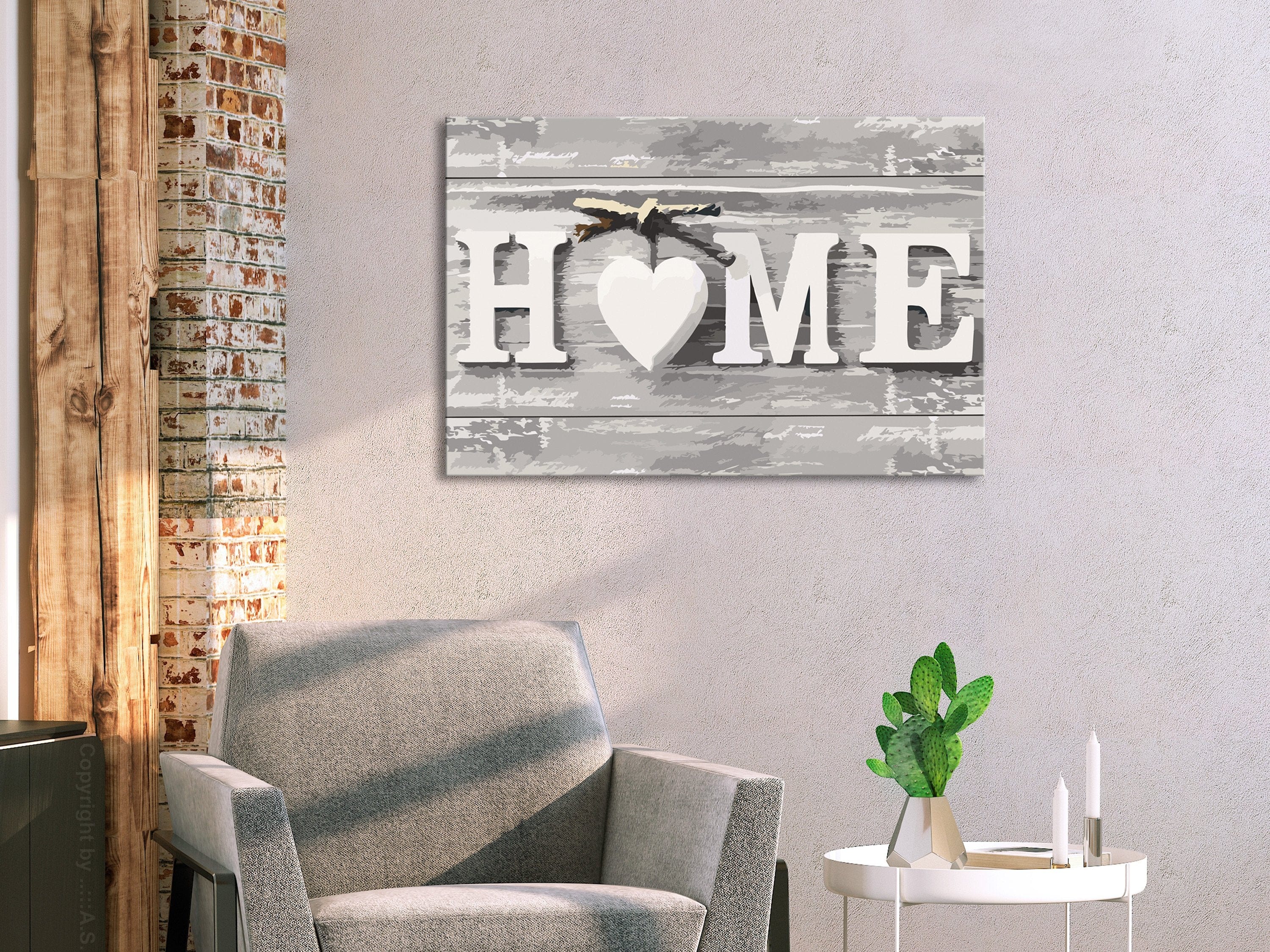 Glezna izkrāso pēc cipariem - Home (Burti) 60x40 cm Artgeist