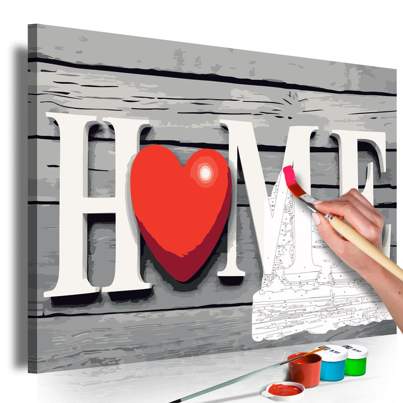 Glezna izkrāso pēc cipariem - Home with Red Heart 60x40 cm Artgeist