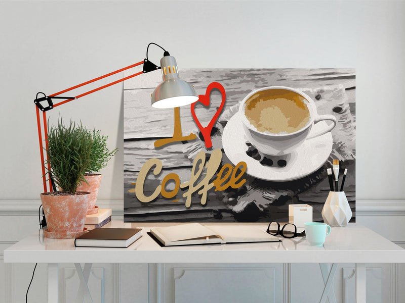 Glezna izkrāso pēc cipariem - I Love Coffee 60x40 cm Artgeist