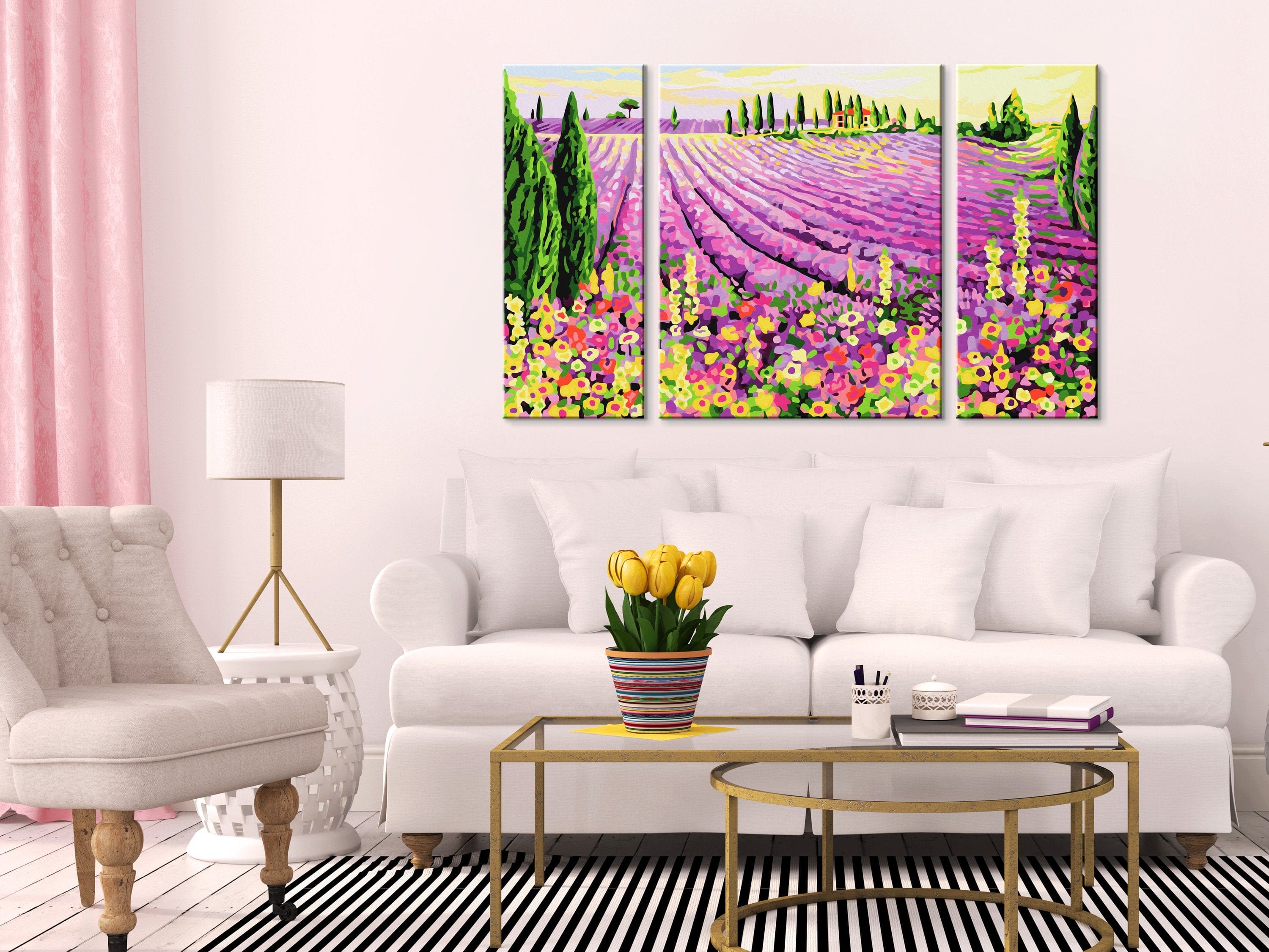 Glezna izkrāso pēc cipariem - Lavender Field 80x50 cm Artgeist