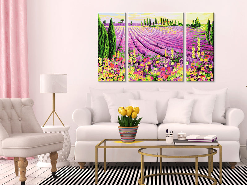 Glezna izkrāso pēc cipariem - Lavender Field 80x50 cm Artgeist
