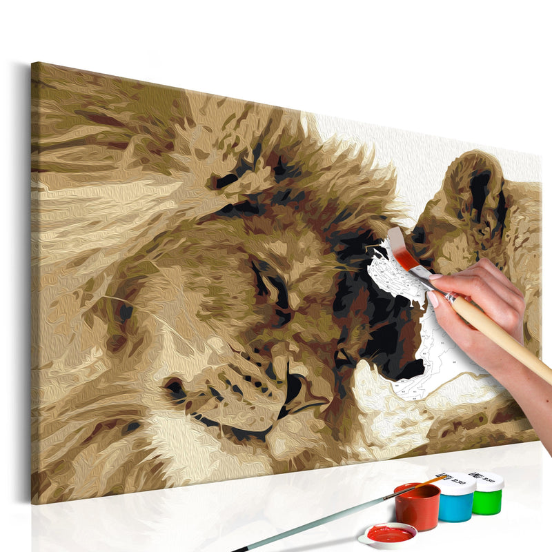 Glezna izkrāso pēc cipariem - Lions In Love 60x40 cm Artgeist