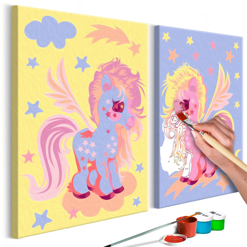 Glezna izkrāso pēc cipariem - Magical Unicorns 33x23 cm Artgeist