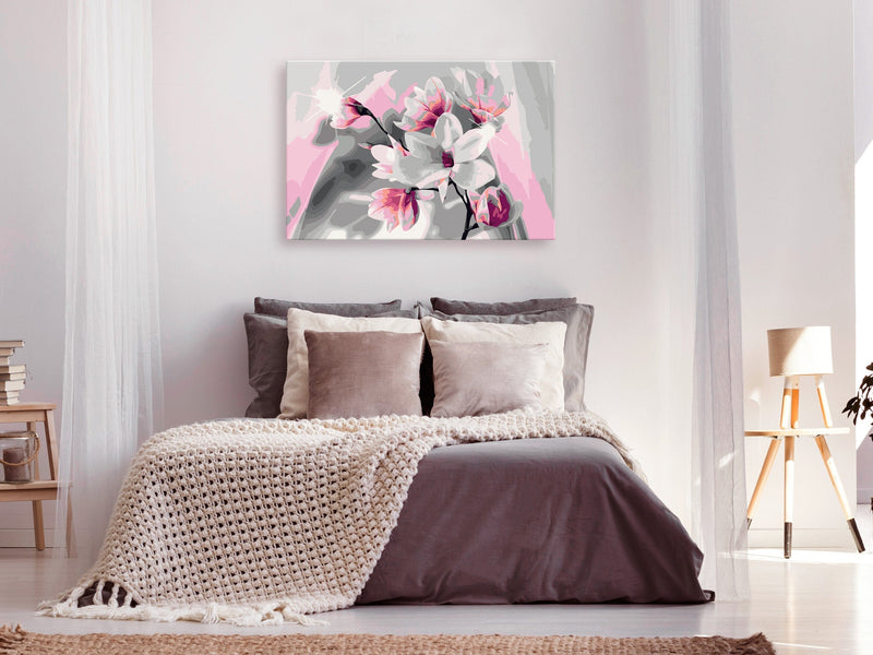 Glezna izkrāso pēc cipariem - Magnolia (Grey Background) 60x40 cm Artgeist