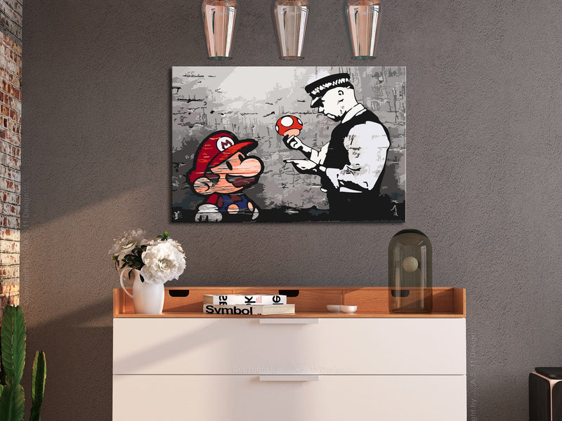 Glezna izkrāso pēc cipariem - Mario (Banksy) 60x40 cm Artgeist