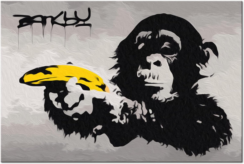 Glezna izkrāso pēc cipariem - Monkey (Banksy Street Art Graffiti) 60x40 cm Artgeist