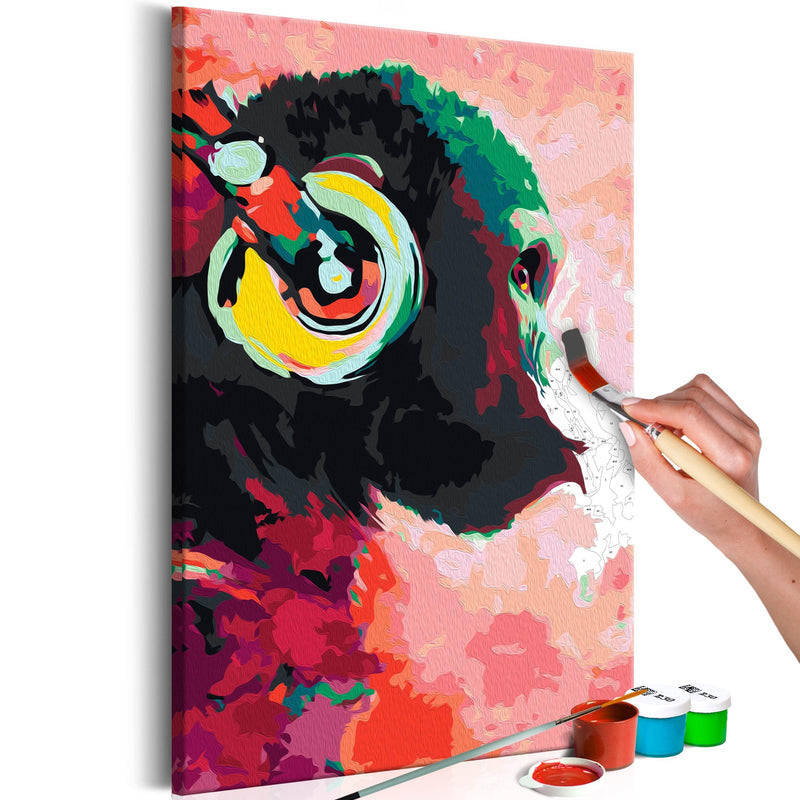 Glezna izkrāso pēc cipariem - Monkey In Headphones 40x60 cm Artgeist