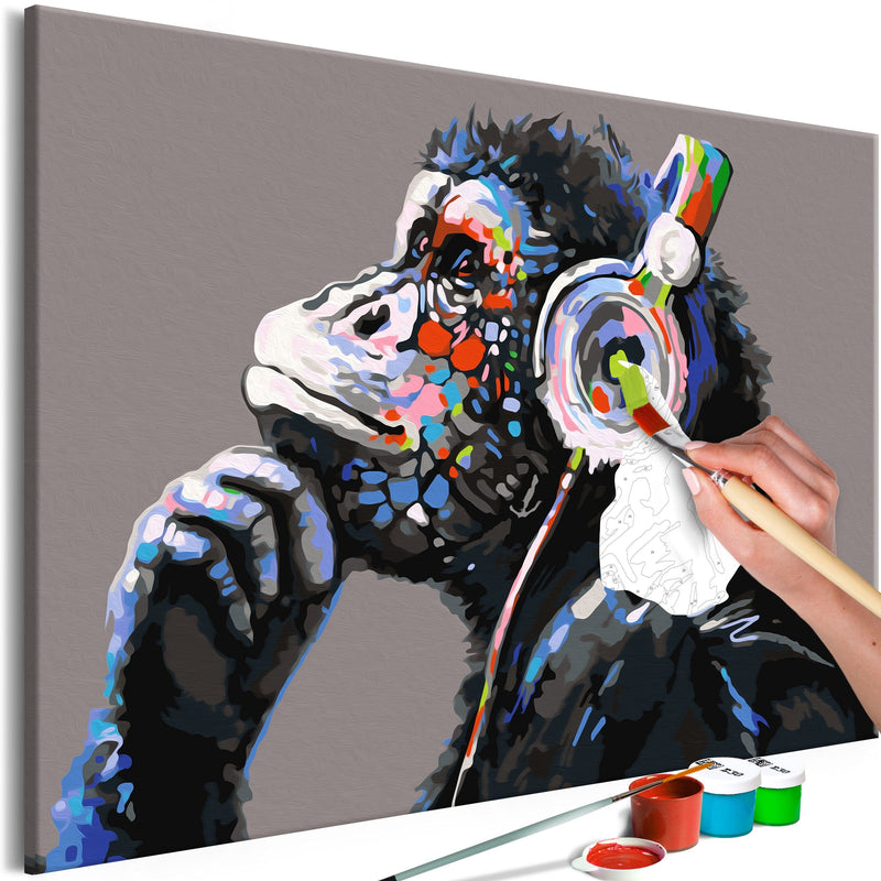 Glezna izkrāso pēc cipariem - Musical Monkey 60x40 cm Artgeist