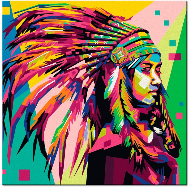 Glezna izkrāso pēc cipariem - Native American (Plume) 40x40 cm Artgeist