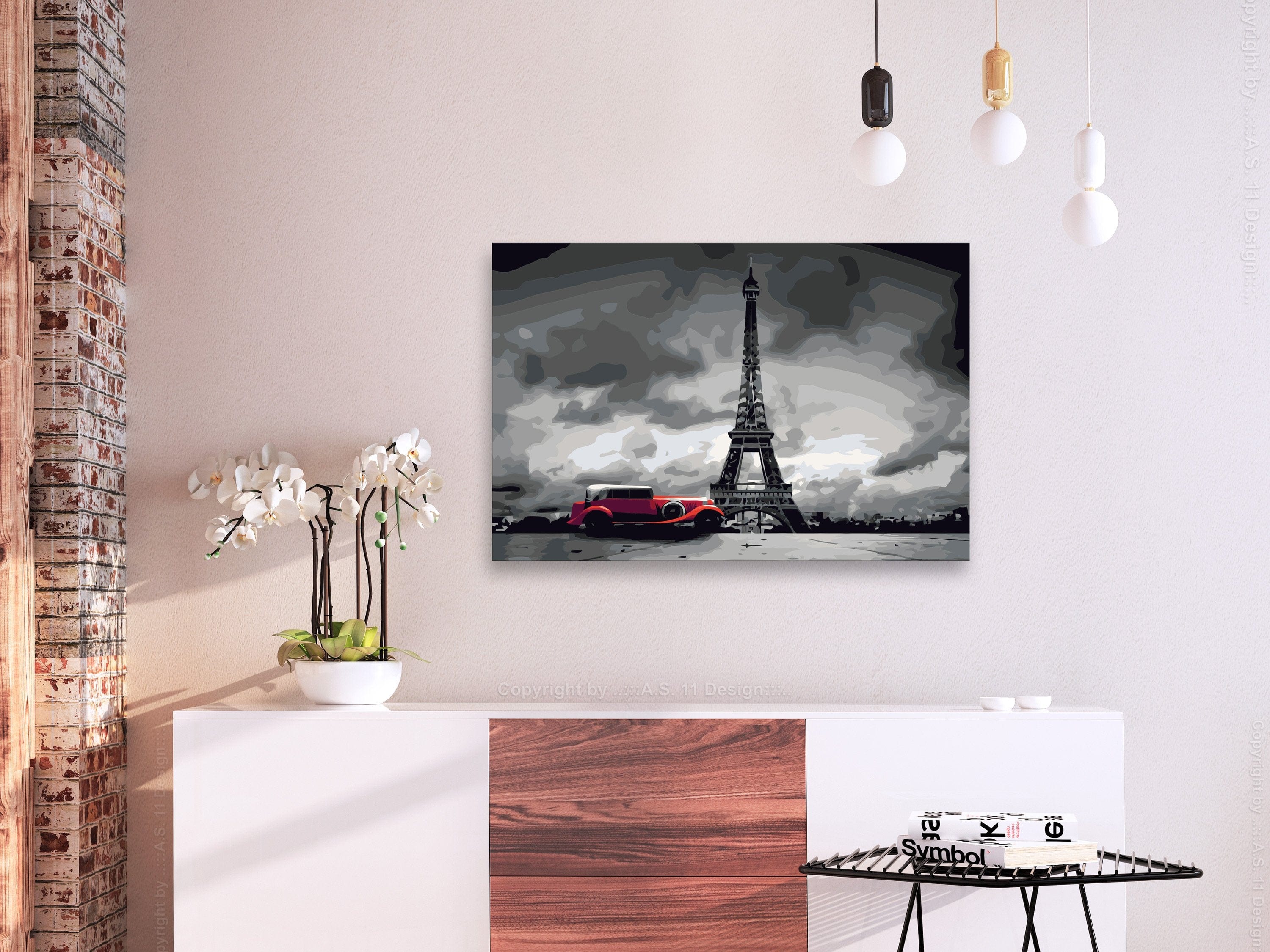Glezna izkrāso pēc cipariem - Paris (Red Limousine) 60x40 cm Artgeist