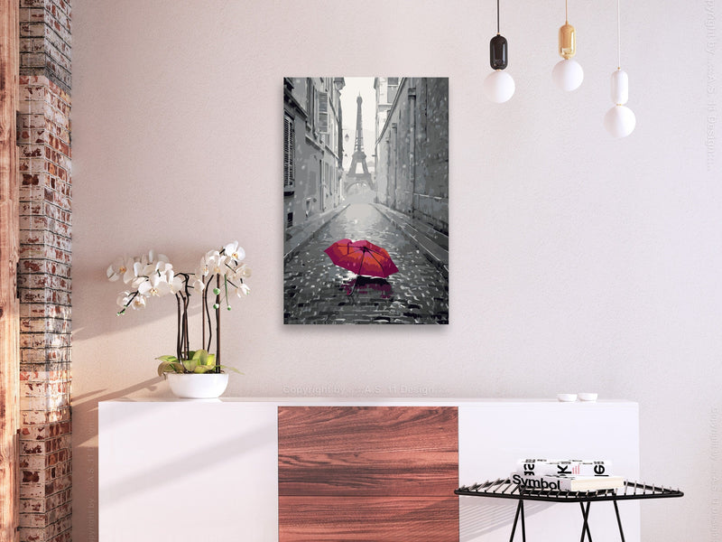 Glezna izkrāso pēc cipariem - Paris (Red Umbrella) 40x60 cm Artgeist