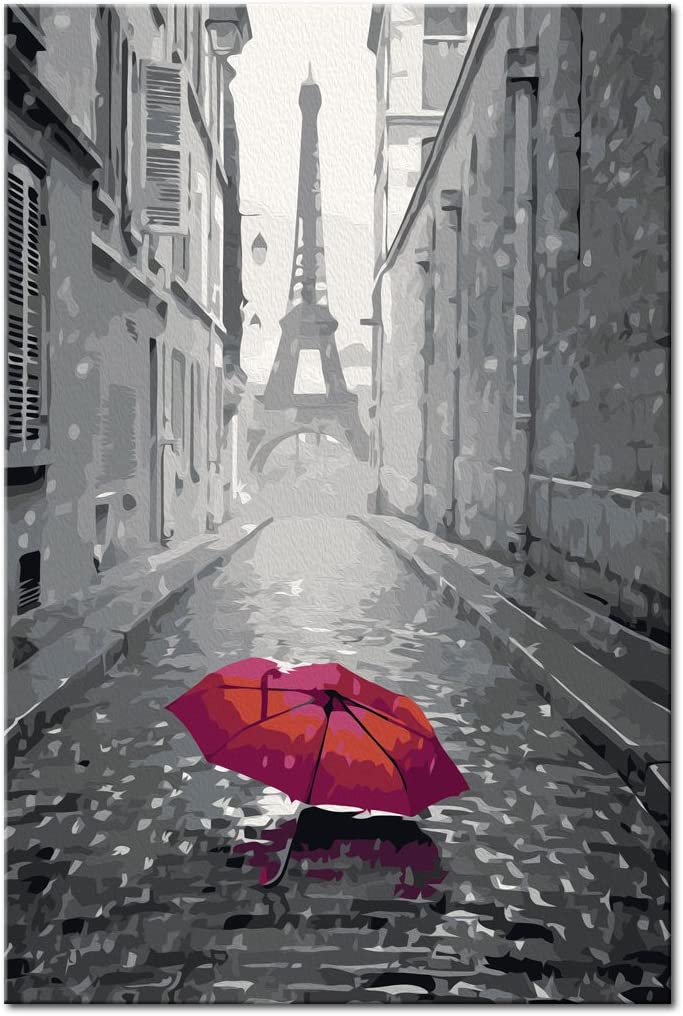 Glezna izkrāso pēc cipariem - Paris (Red Umbrella) 40x60 cm Artgeist
