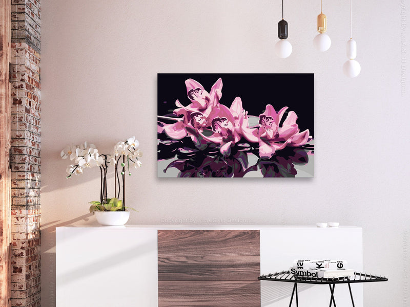 Glezna izkrāso pēc cipariem - Pink Orchid 60x40 cm Artgeist