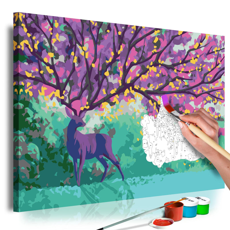 Glezna izkrāso pēc cipariem - Purple Deer 60x40 cm Artgeist