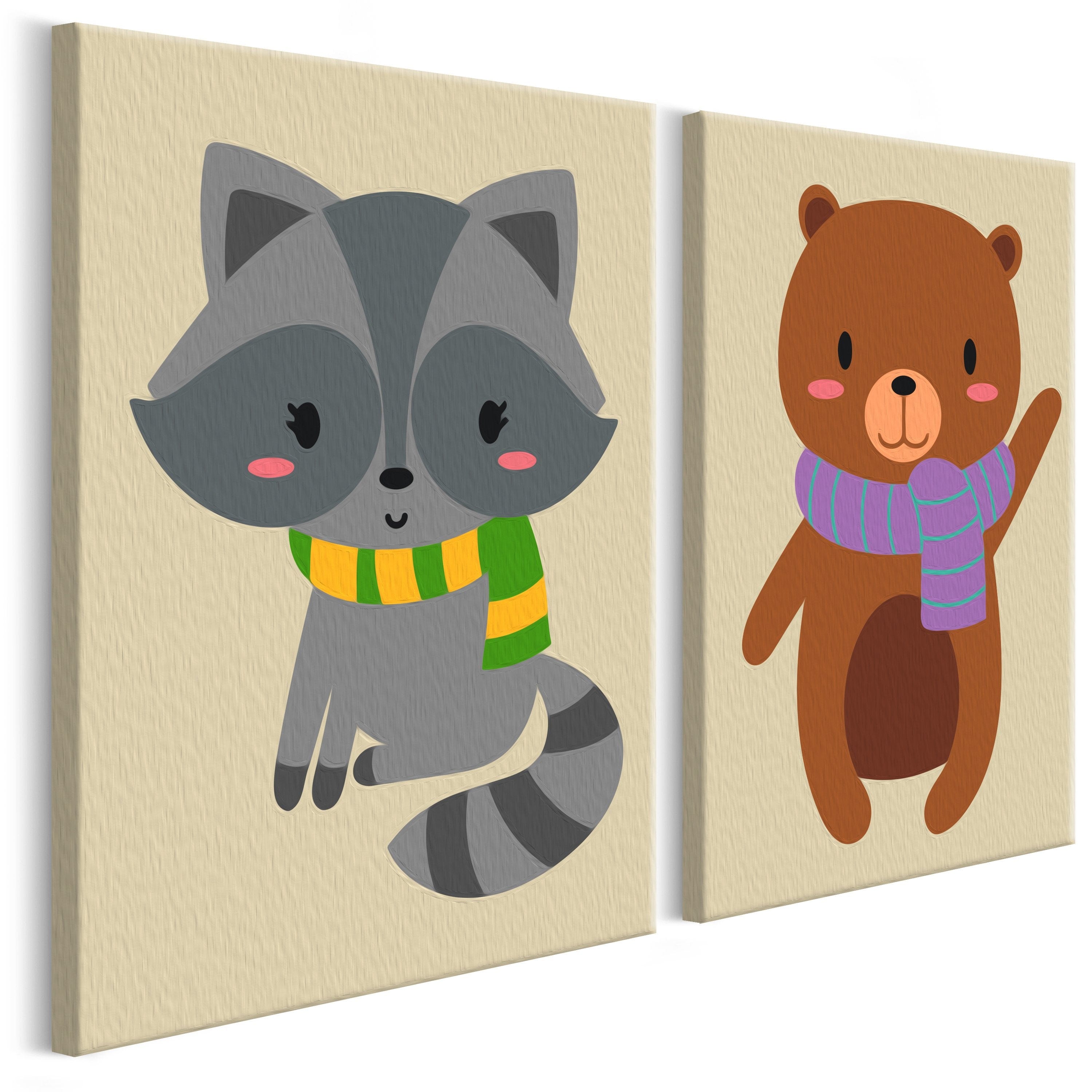 Glezna izkrāso pēc cipariem - Raccoon & Bear 33x23 cm Artgeist