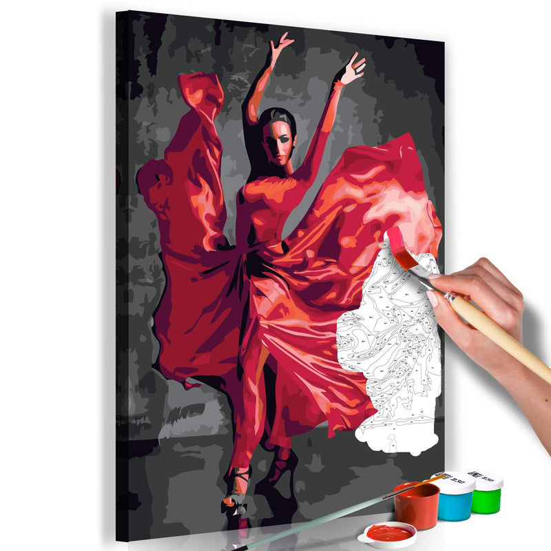 Glezna izkrāso pēc cipariem - Red Dress 40x60 cm Artgeist