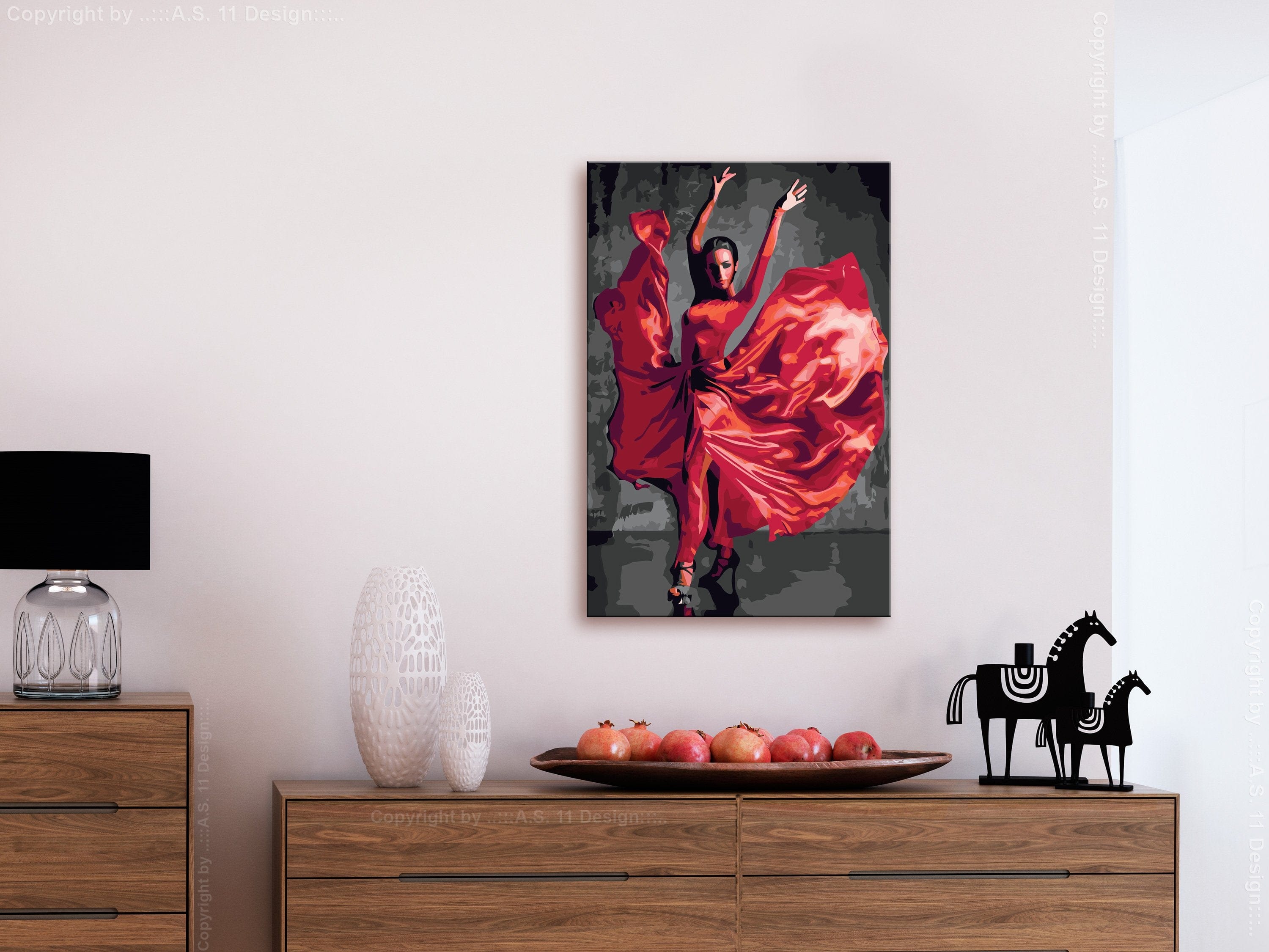 Glezna izkrāso pēc cipariem - Red Dress 40x60 cm Artgeist