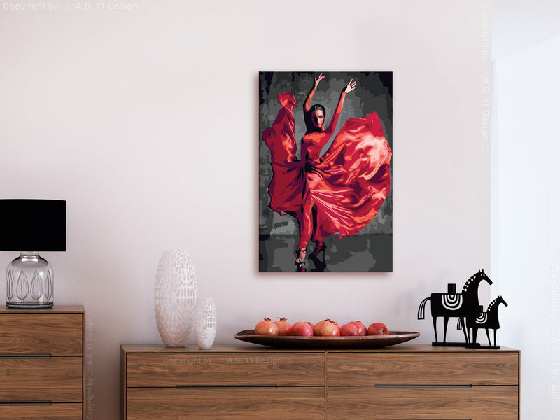 Glezna izkrāso pēc cipariem - Red Dress 40x60 cm Artgeist