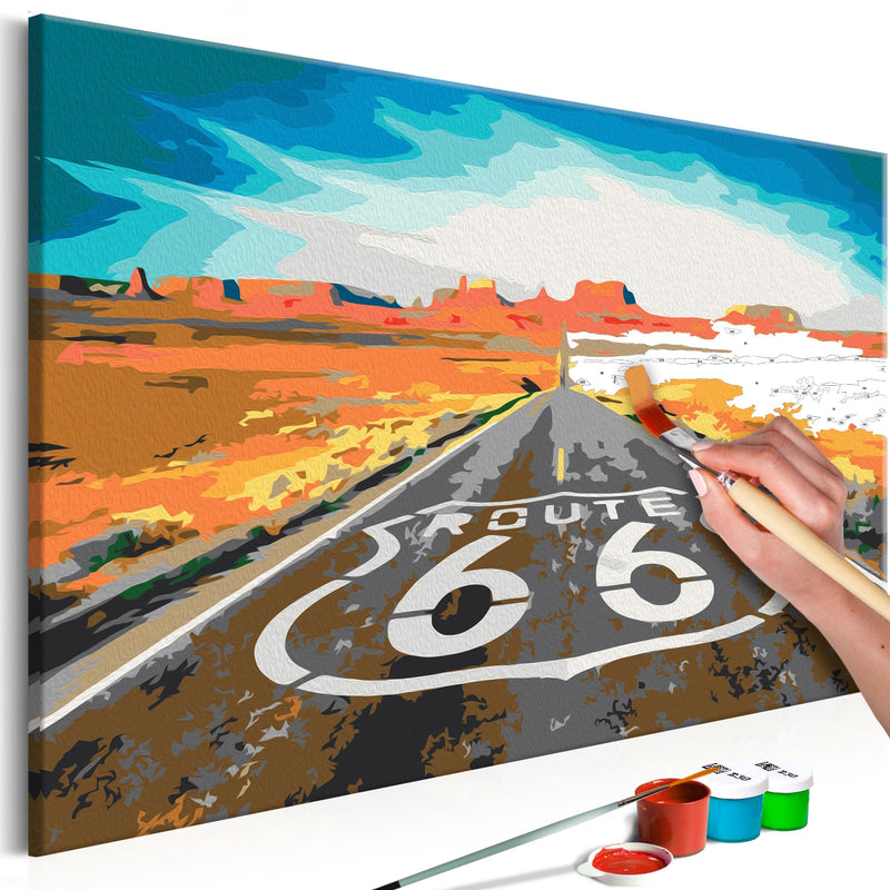 Glezna izkrāso pēc cipariem - Route 66 (60x40 cm) Artgeist