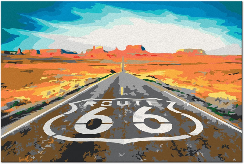 Glezna izkrāso pēc cipariem - Route 66 (60x40 cm) Artgeist
