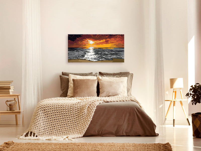 Glezna izkrāso pēc cipariem - Sea (Sky In Flames) 80x40 cm Artgeist