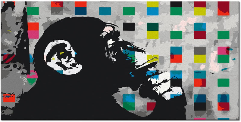 Glezna izkrāso pēc cipariem - Thoughtful Monkey 80x40 cm Artgeist