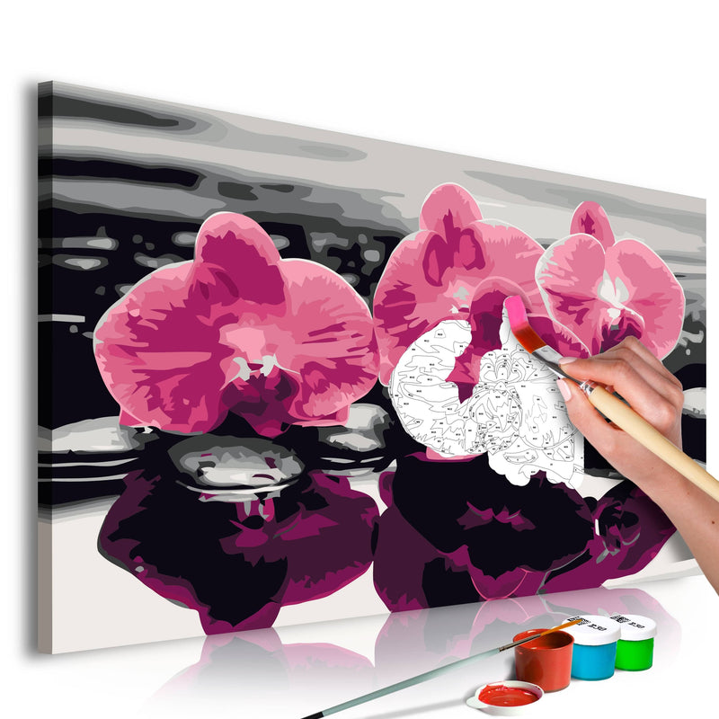 Glezna izkrāso pēc cipariem - Three Orchids 60x40 cm Artgeist