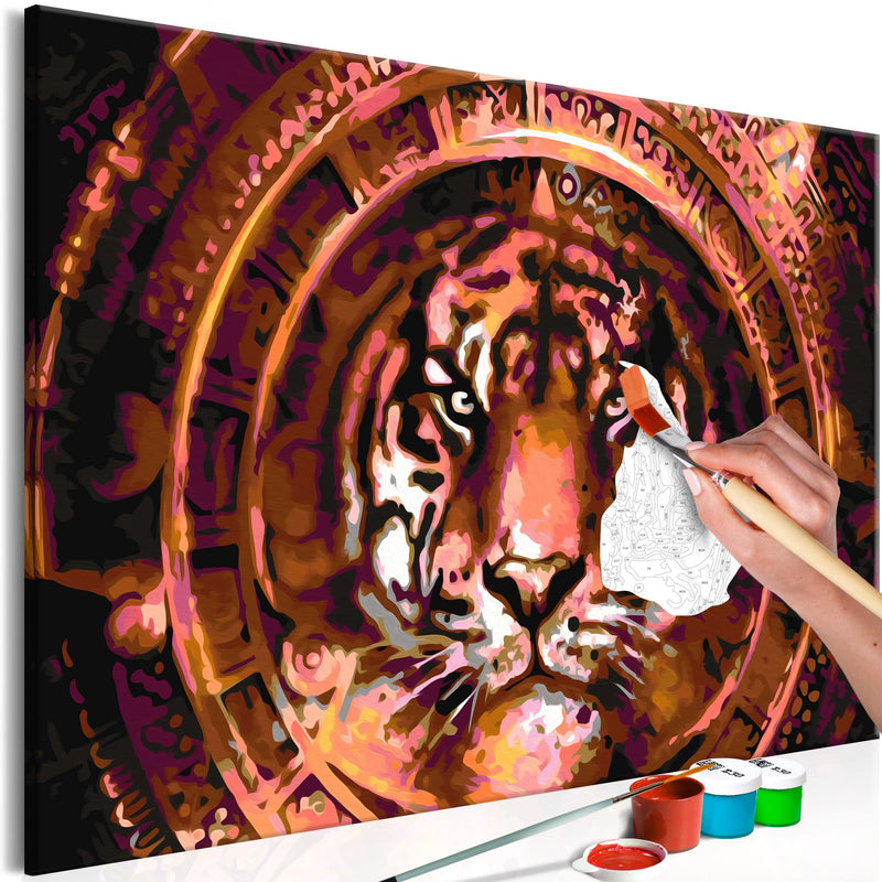 Glezna izkrāso pēc cipariem - Tiger and Ornaments 60x40 cm Artgeist