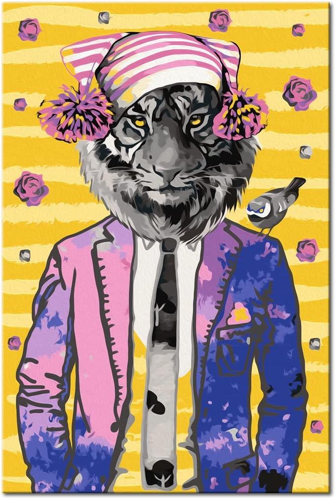 Glezna izkrāso pēc cipariem - Tiger in Hat 40x60 cm Artgeist