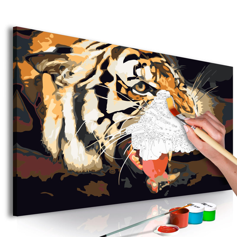 Glezna izkrāso pēc cipariem - Tiger Roar 60x40 cm Artgeist