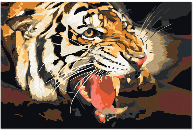 Glezna izkrāso pēc cipariem - Tiger Roar 60x40 cm Artgeist