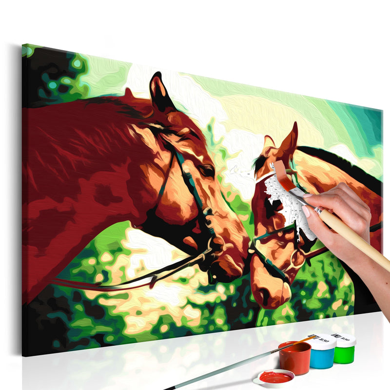 Glezna izkrāso pēc cipariem - Two Horses 60x40 cm Artgeist