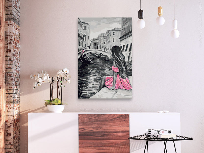 Glezna izkrāso pēc cipariem - Venice (A Girl In A Pink Dress) 40x60 cm Artgeist