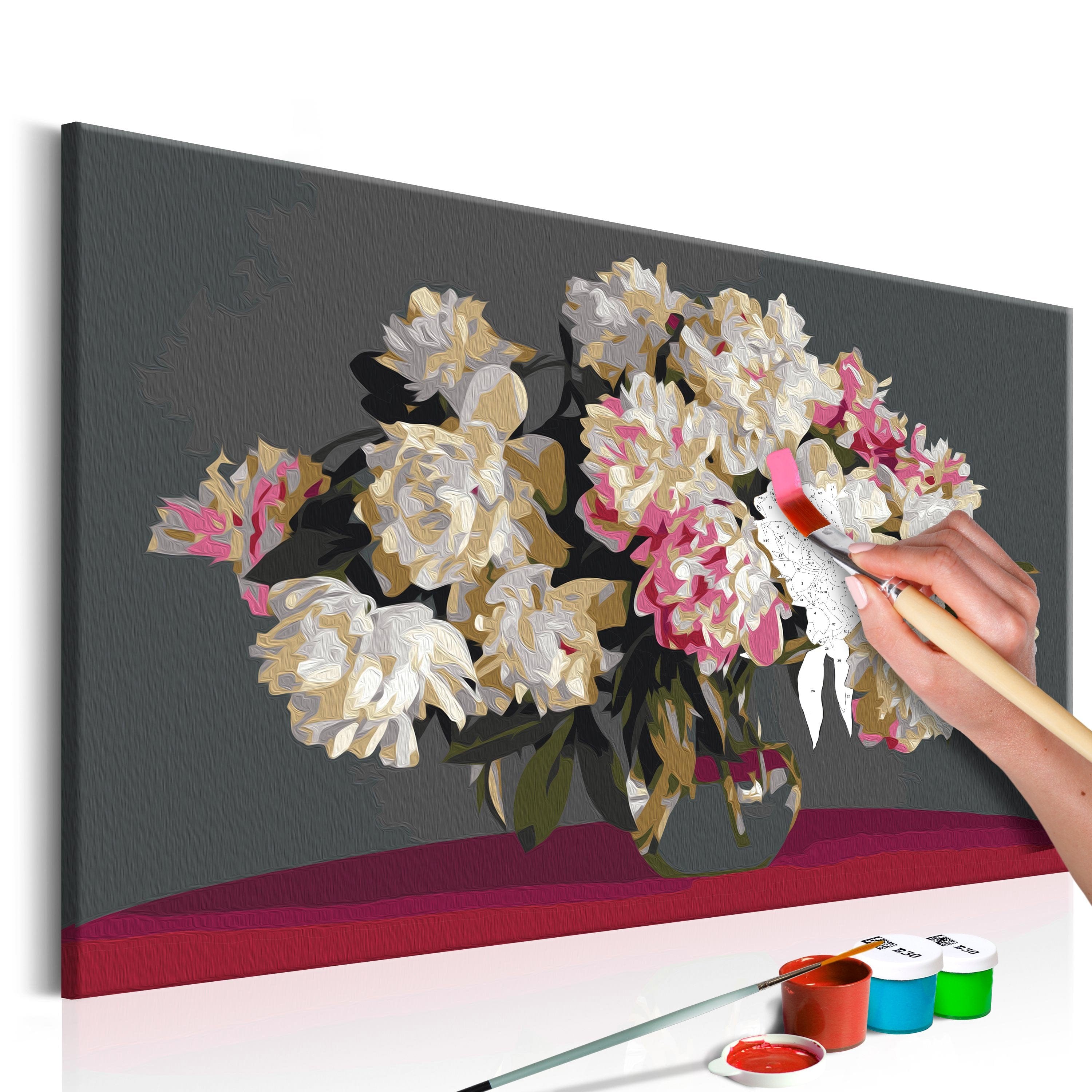 Glezna izkrāso pēc cipariem - White Flowers In A Vase 60x40 cm Artgeist