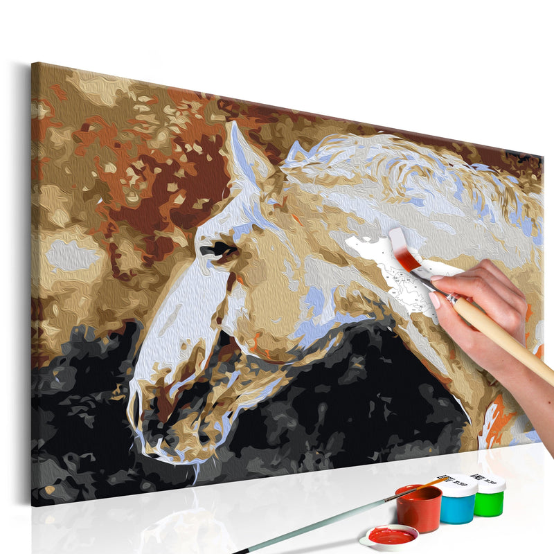 Glezna izkrāso pēc cipariem - White Horse 60x40 cm Artgeist