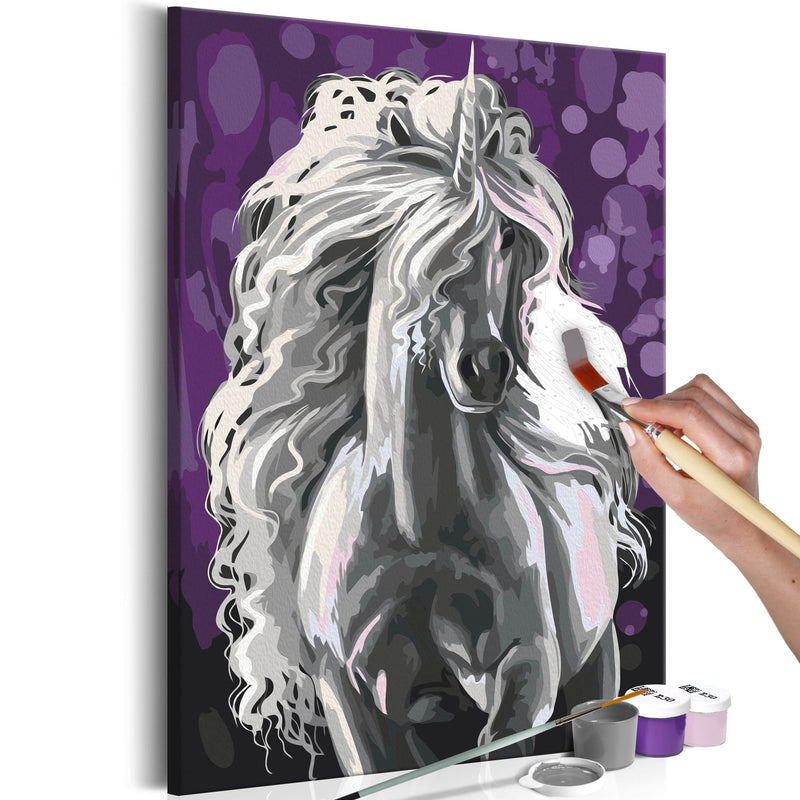 Glezna izkrāso pēc cipariem - White Unicorn 40x60 cm Artgeist