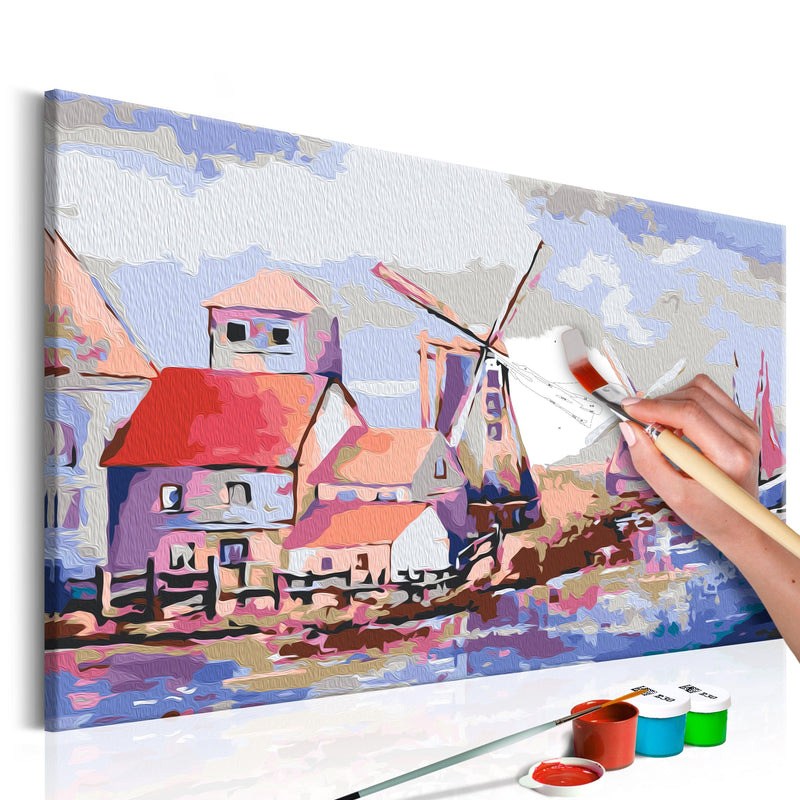 Glezna izkrāso pēc cipariem - Windmills (Landscape) 60x40 cm Artgeist